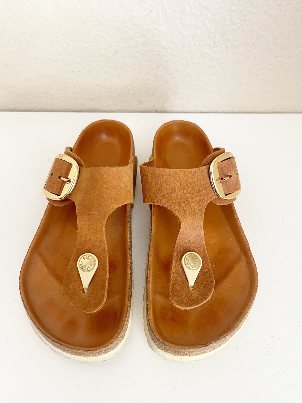 Birkenstock Orange Thong Sandal with Gold Buckle - Picture 8 of 12